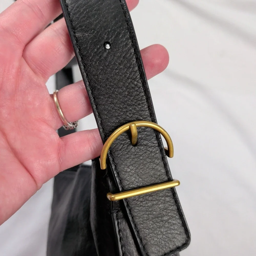 Small Black Leather Crossbody‎ Shoulder Bag Grunge Bikercore